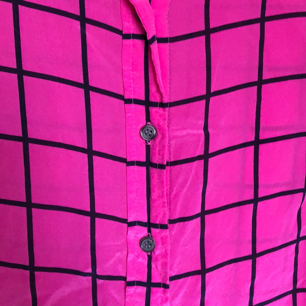 Fuchsia Grid Print Blouse - image 2